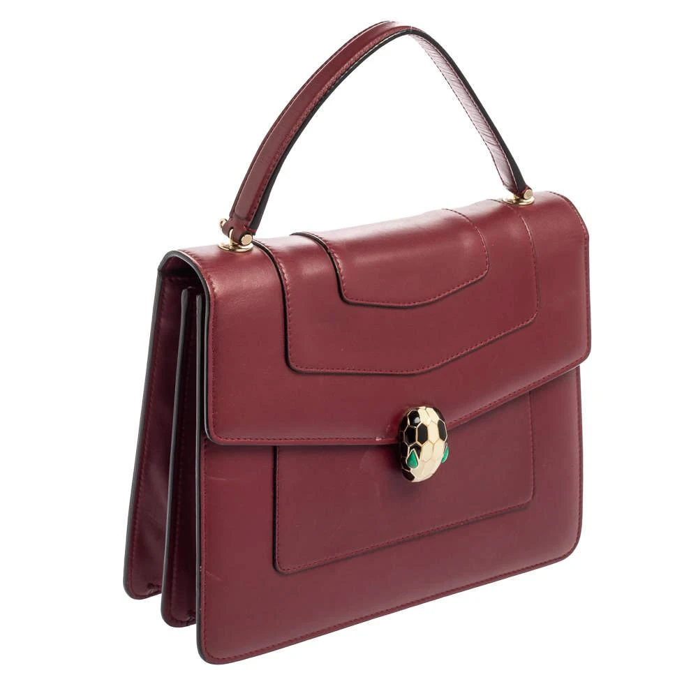 商品[二手商品] BVLGARI|Bvlgari Burgundy Leather Serpenti Forever Top Handle Bag,价格¥4617,第3张图片详细描述