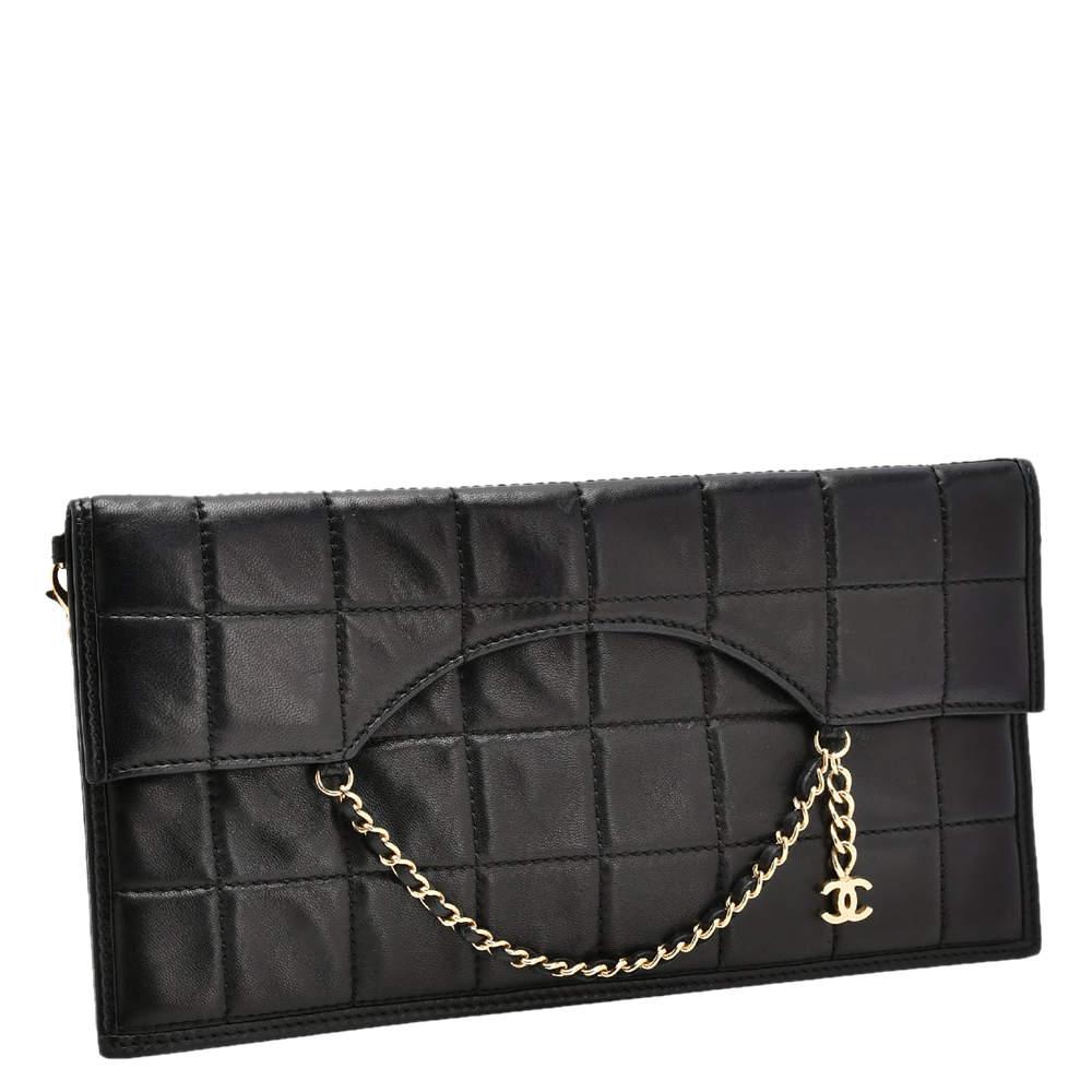 Chanel Box Quilted Leather Fold Down Envelope Clutch Bag商品第1张图片规格展示