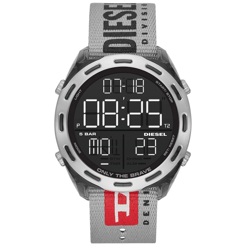 商品Diesel|Men's Digital Crusher Gray Canvas Strap Watch 48mm,价格¥968,第1张图片