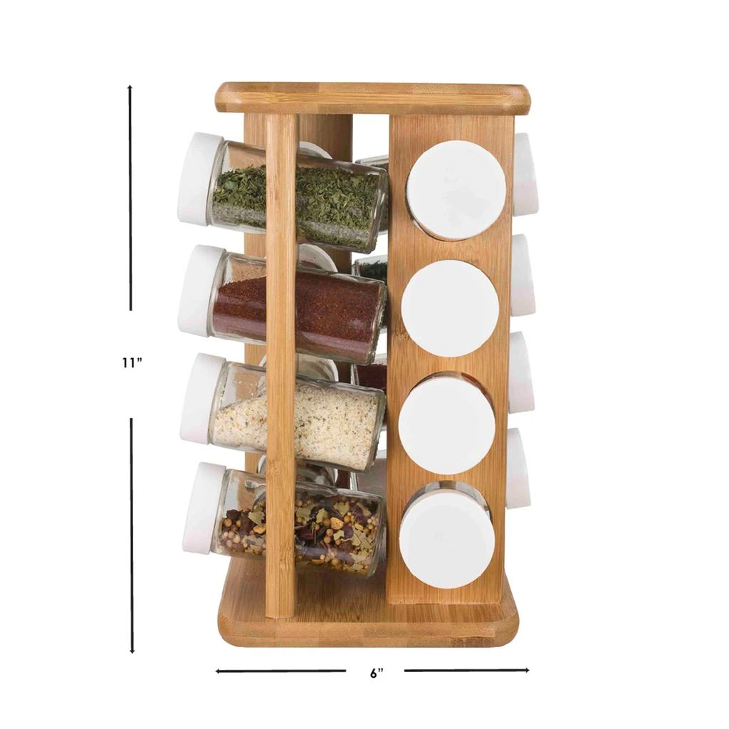 商品Home Basics|Home Basics 16 Piece Bamboo Revolving Spice Rack,价格¥226,第3张图片详细描述
