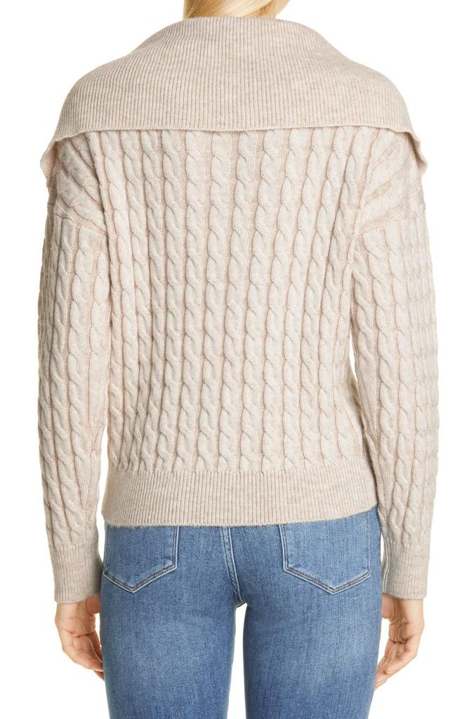 Half Zip Wool Blend Cable Sweater商品第2张图片规格展示