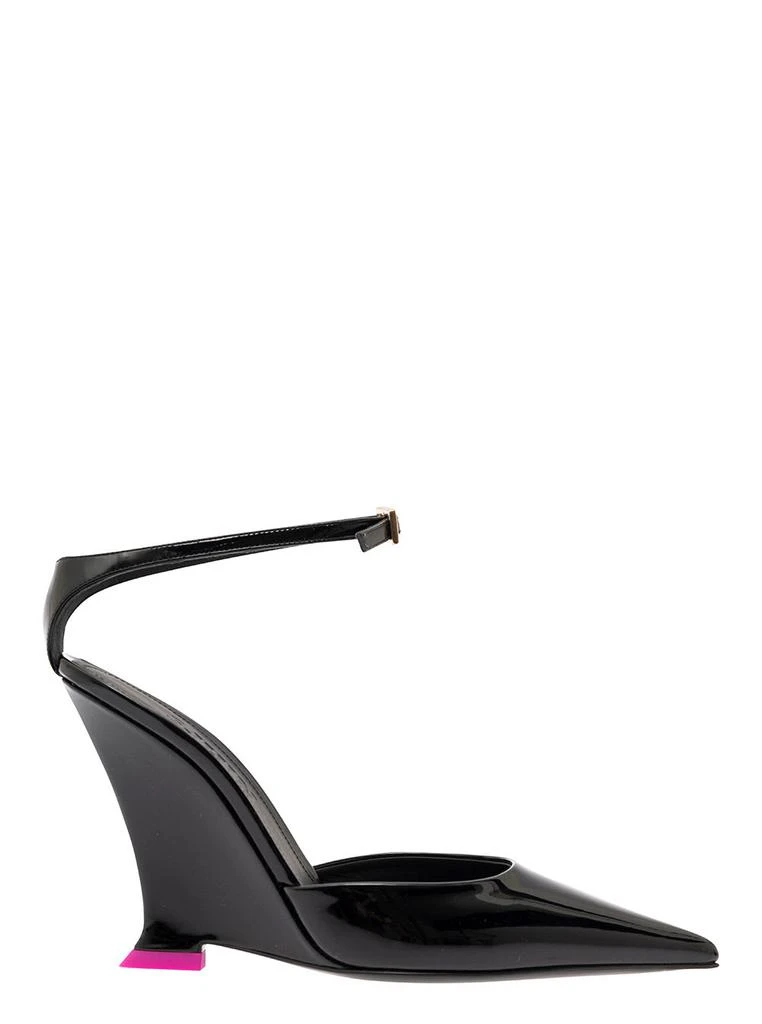 商品3JUIN|clea Black Pumps With Wedge Heel And Contrasting Detail In Leather Woman,价格¥2675,第1张图片