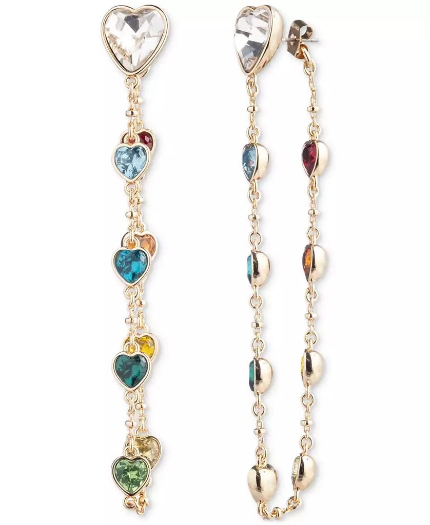 商品Emily in Paris|Gold-plated Multicolor Heart & Chain Front-to-Back Earrings,价格¥434,第3张图片详细描述