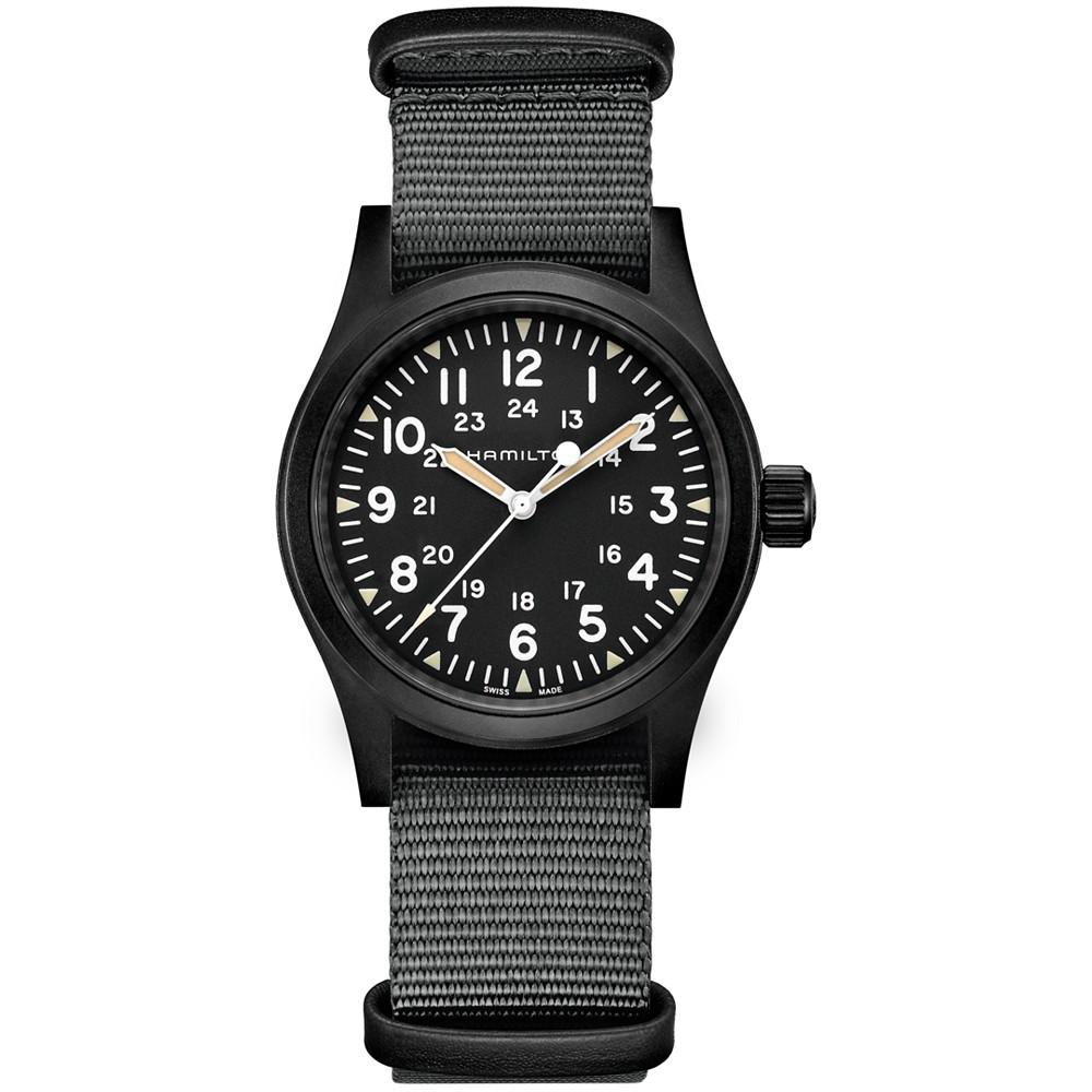 Unisex Swiss Mechanical Khaki Field Black Nato Strap Watch 38mm商品第1张图片规格展示