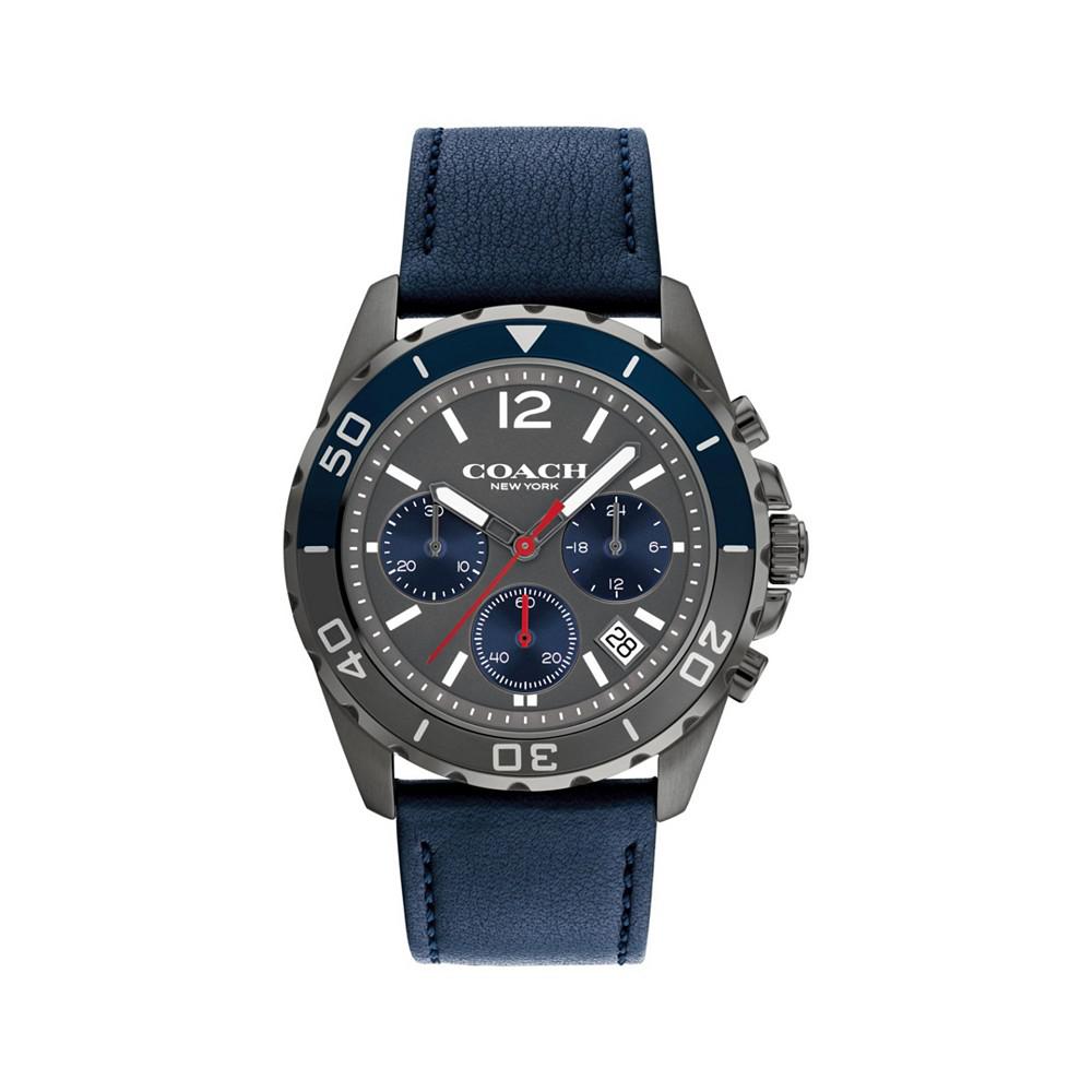 Men's Kent Blue Leather Strap Watch 44mm商品第1张图片规格展示