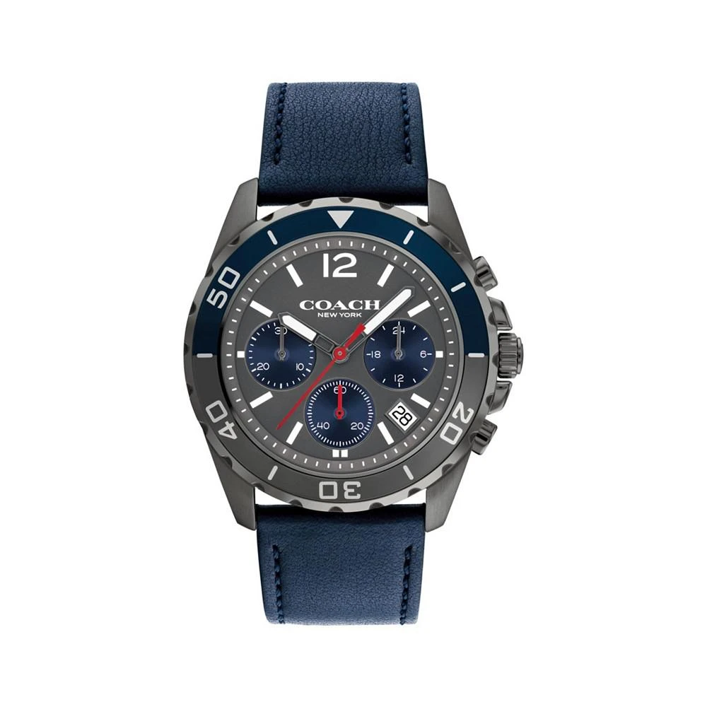 商品Coach|Men's Kent Blue Leather Strap Watch 44mm,价格¥1104,第1张图片