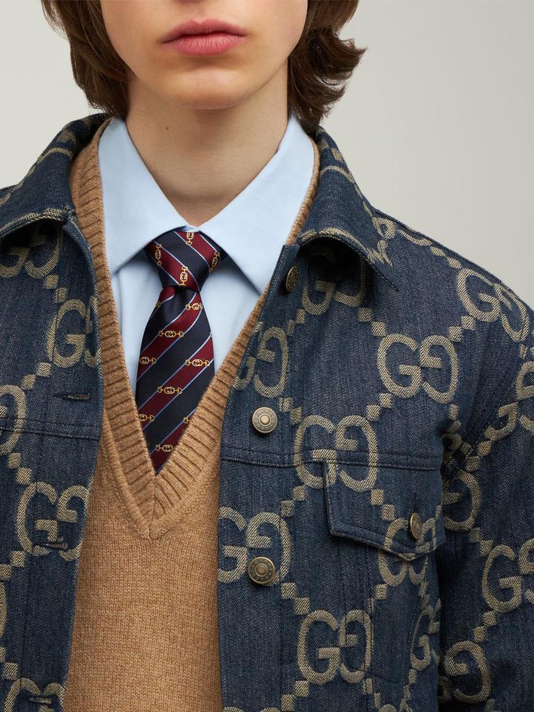 商品Gucci|7cm Interlocking G Striped Silk Tie,价格¥1639,第1张图片