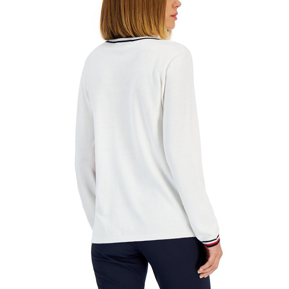 Women's Cotton Argyle V-Neck Sweater商品第2张图片规格展示