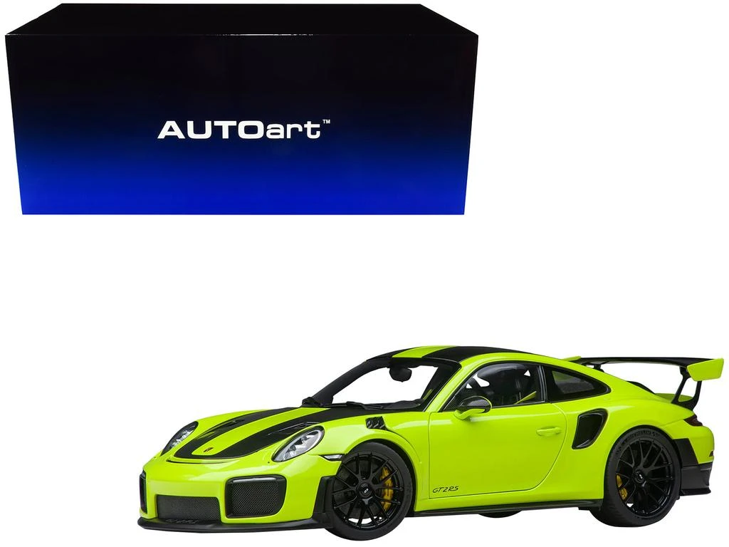 商品Diecast Model Autoart|Porsche 911 (991.2) GT2 RS Weissach Package Acid Green with Carbon Stripes 1/18 Model Car by Autoart,价格¥2609,第2张图片详细描述