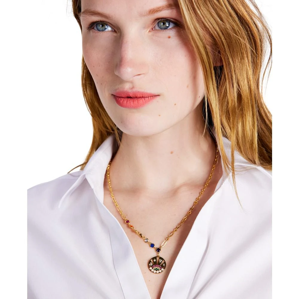 商品Kate Spade|Gold-Tone Rainbow Crystal & Imitation Pearl Medallion Pendant Necklace, 20" + 3" extender,价格¥645,第3张图片详细描述