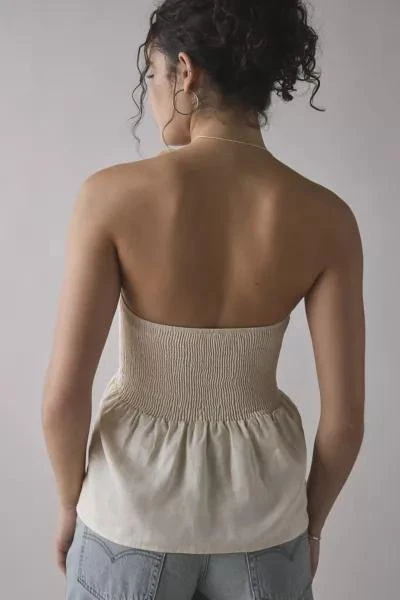 商品Urban Renewal|ReMADE By UO Made In LA EcoVero™ Linen Smocked Babydoll Tube Top,价格¥259,第4张图片详细描述