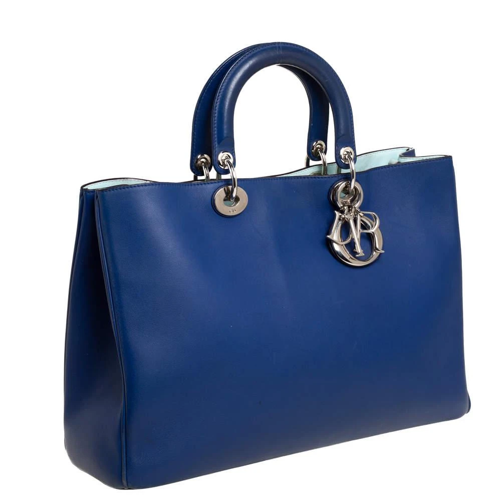 商品[二手商品] Dior|Dior Blue Leather Large Diorissimo Shopper Tote,价格¥4605,第3张图片详细描述