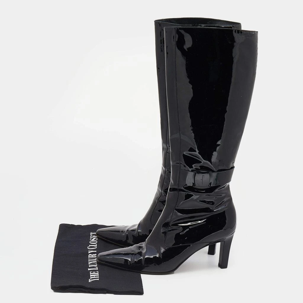 Salvatore Ferragamo Black Patent Leather Knee Length Boots Size 40 商品