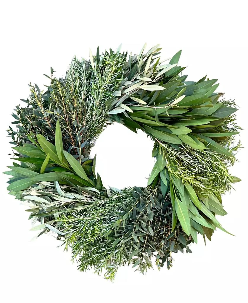 商品GreenishBlu|Eucalyptus, Rosemary, Bayleaf and Olive Fresh Spring Wreath, 20",价格¥688,第1张图片