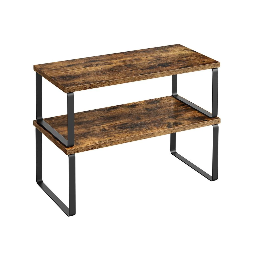 商品BreeBe|Set of 2 Kitchen Counter Shelves Ink Black and Rustic Brown,价格¥562,第1张图片
