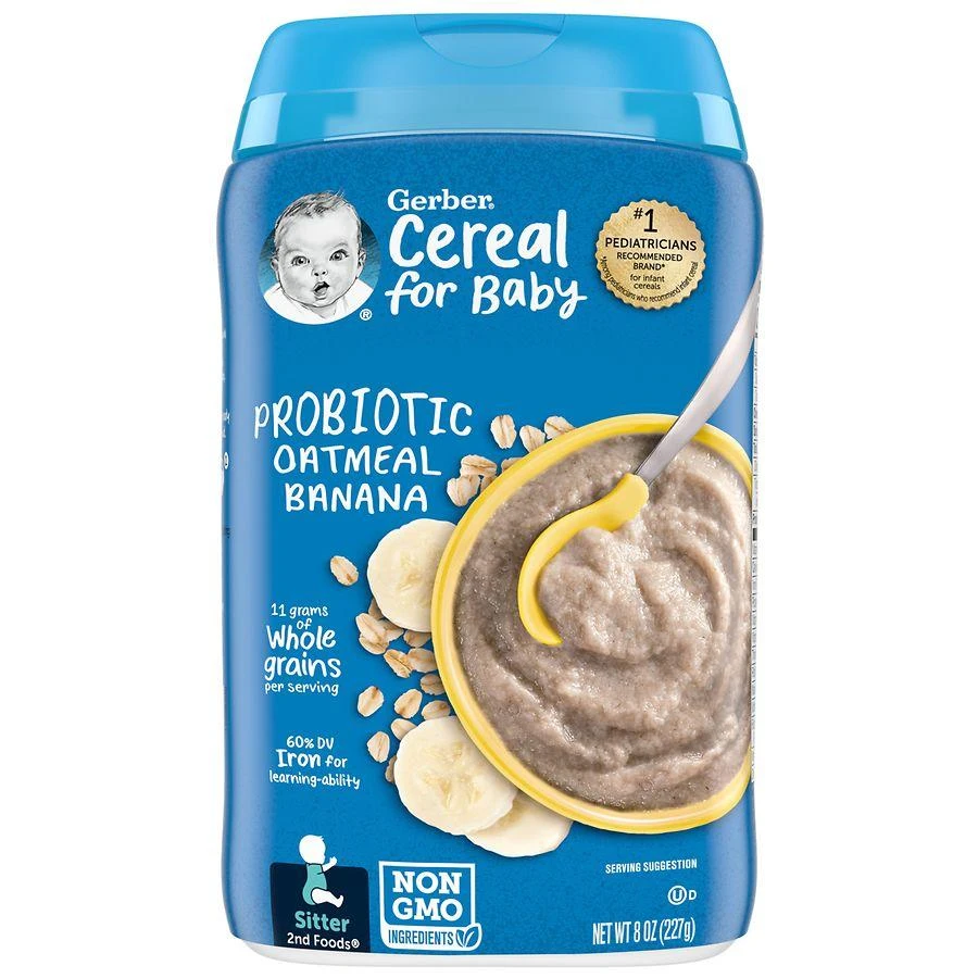 商品Gerber|婴儿2段辅食香蕉味燕麦糊 添加益生菌 227g,价格¥38,第1张图片