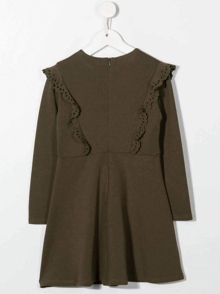 商品Chloé|Chloé Kids Khaki Dress With Embroidered Ruffles,价格¥1464,第2张图片详细描述