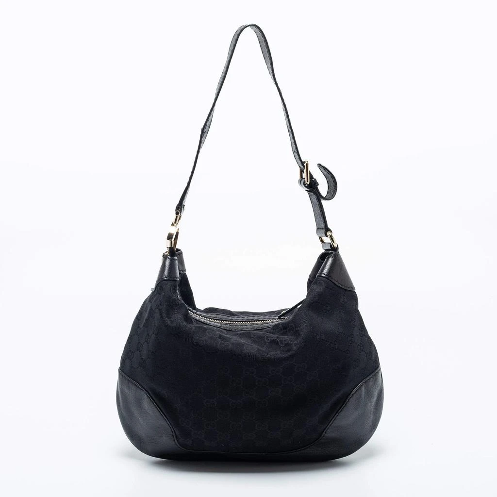 商品[二手商品] Gucci|Gucci Black GG Canvas And Leather Charlotte Hobo,价格¥3415,第4张图片详细描述