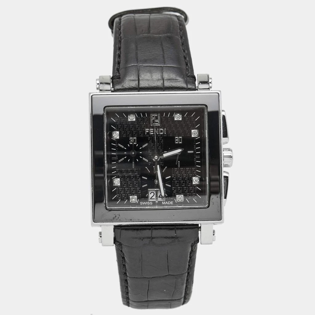 商品[二手商品] Fendi|Fendi Black Stainless Steel Ceramic Leather Quadro 6500G Men's Wristwatch 39 mm,价格¥2862,第1张图片