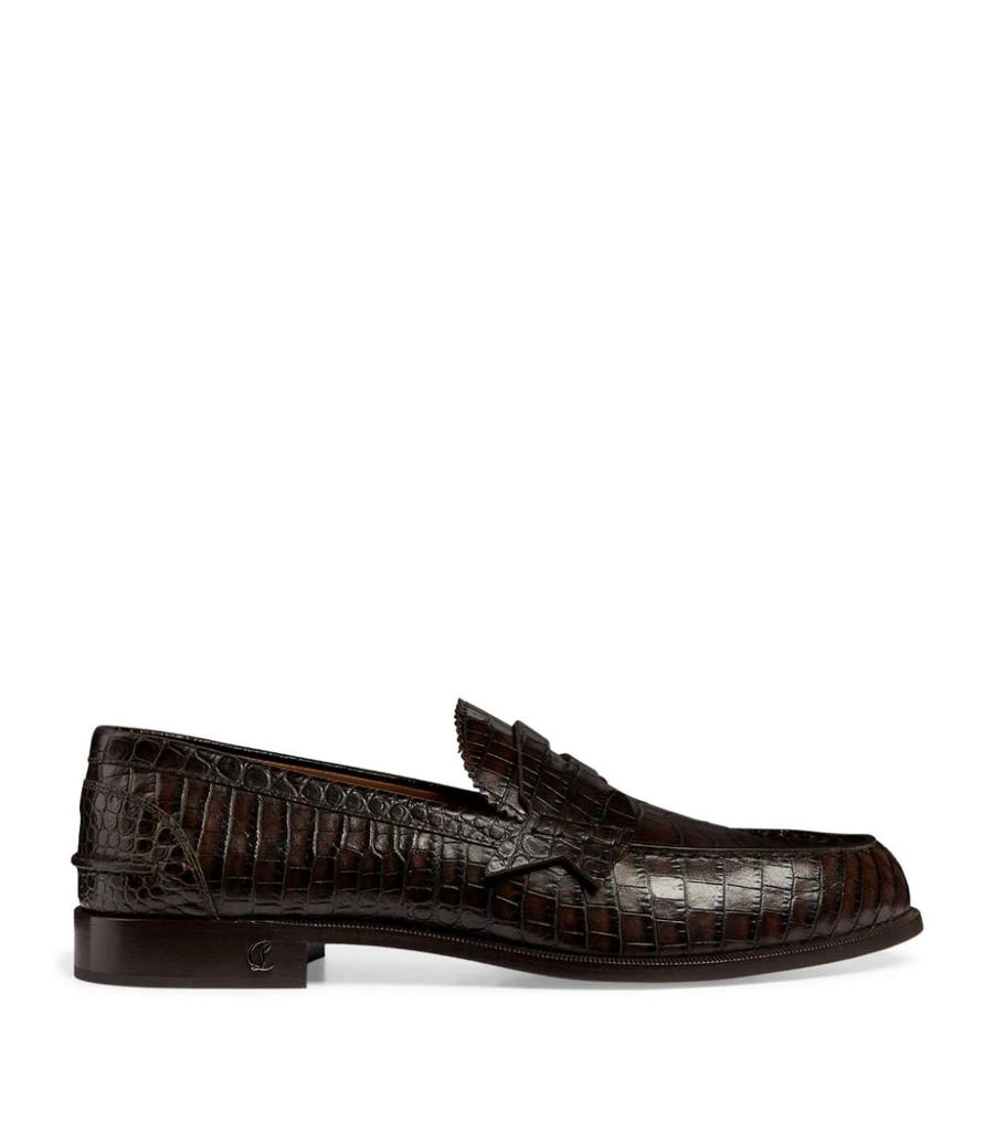 商品Christian Louboutin|Croc-Effect No Penny Loafers,价格¥8501,第1张图片