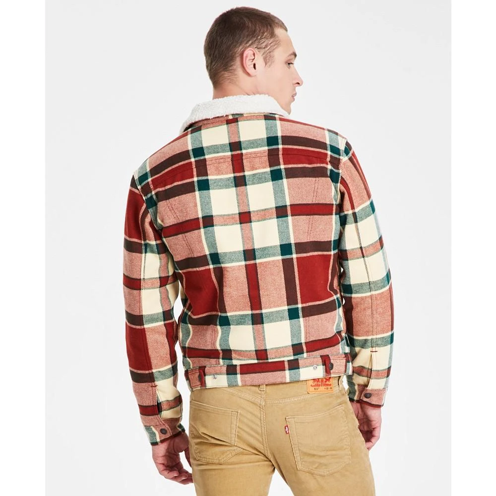 Men's Fleece Lined Plaid Trucker Jacket 商品