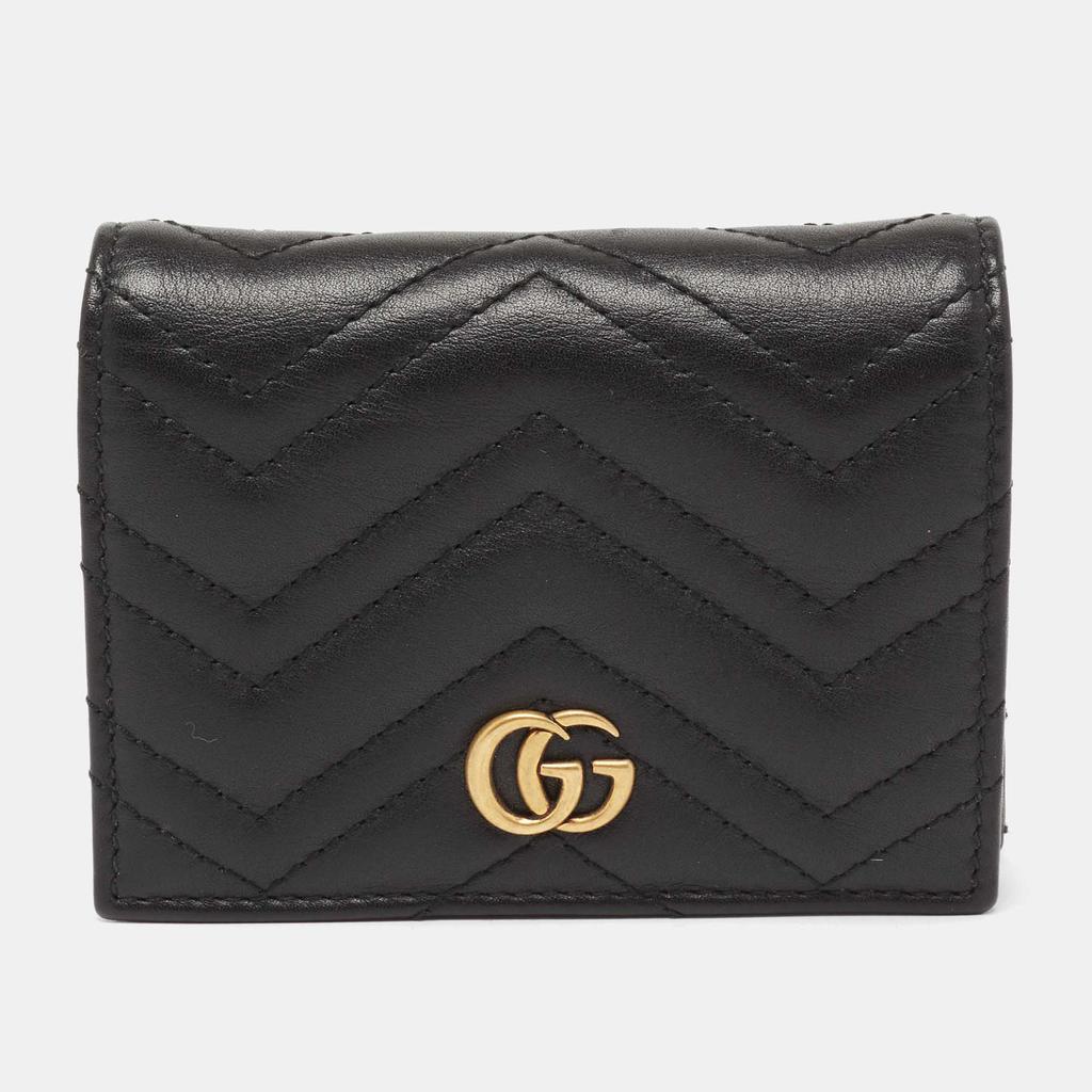Gucci Black Matelasse Leather GG Marmont Card Case商品第1张图片规格展示