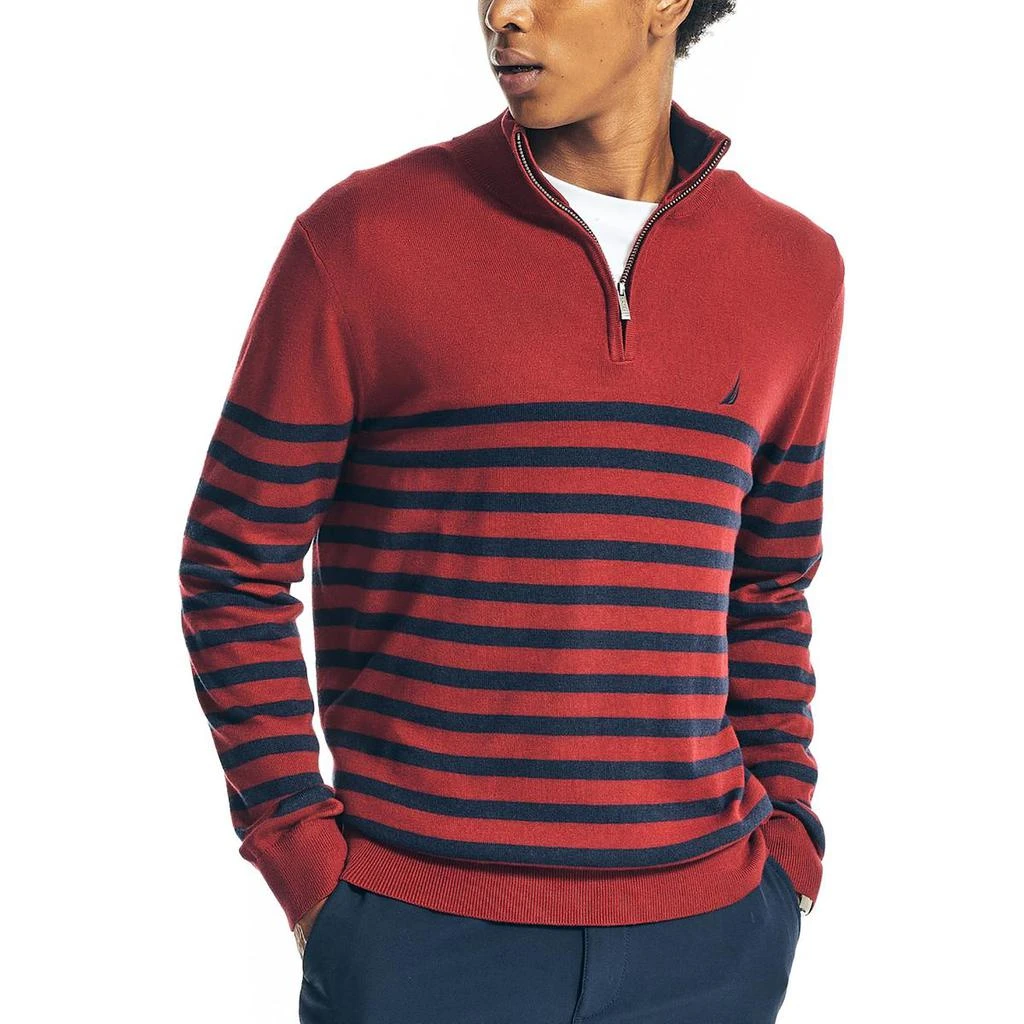 商品Nautica|Nautica Mens Striped 1/4 Zip Pullover Sweater,价格¥115,第1张图片详细描述