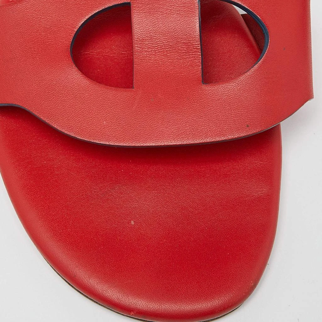 Hermes Red Leather Lisboa Slide Flats Size 39 商品