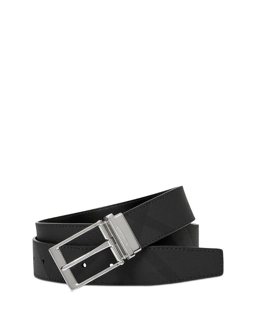 Reversible Charcoal Check & Leather Belt商品第1张图片规格展示