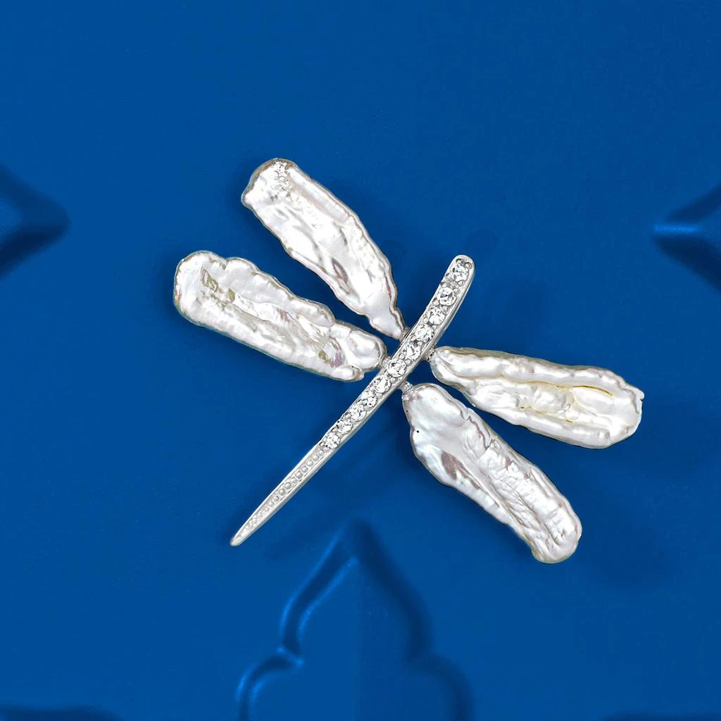 商品Ross-Simons|6x20mm Cultured Pearl and . CZ Dragonfly Pin/Pendant in Sterling Silver,价格¥1051,第5张图片详细描述