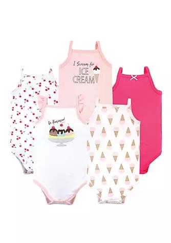 Hudson Baby Infant Girl Cotton Sleeveless Bodysuits 5pk, Banana Split商品第1张图片规格展示