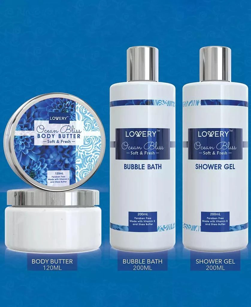 商品Lovery|Ocean Bliss Body Care Gift Set, Bath and Shower Essentials with Cosmetic Bag, 9 Piece,价格¥208,第3张图片详细描述