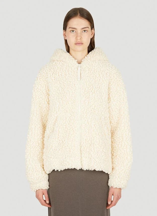 商品Helmut Lang|Faux Shearling Hooded Jacket in Beige,价格¥1972,第1张图片