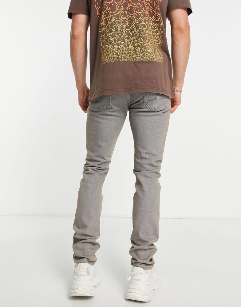 Topman skinny tinted jeans in grey商品第2张图片规格展示