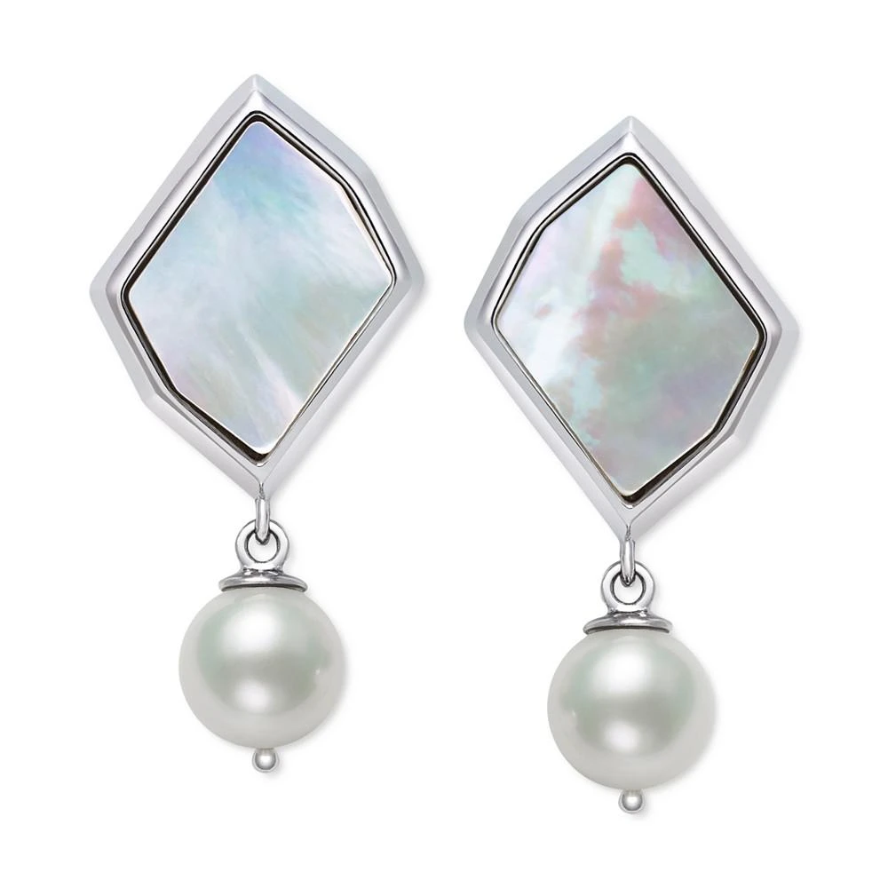 商品Belle de Mer|Cultured Freshwater Pearl (6mm) & Mother-of-Pearl Freeform Drop Earrings in Sterling Silver,价格¥1345,第3张图片详细描述
