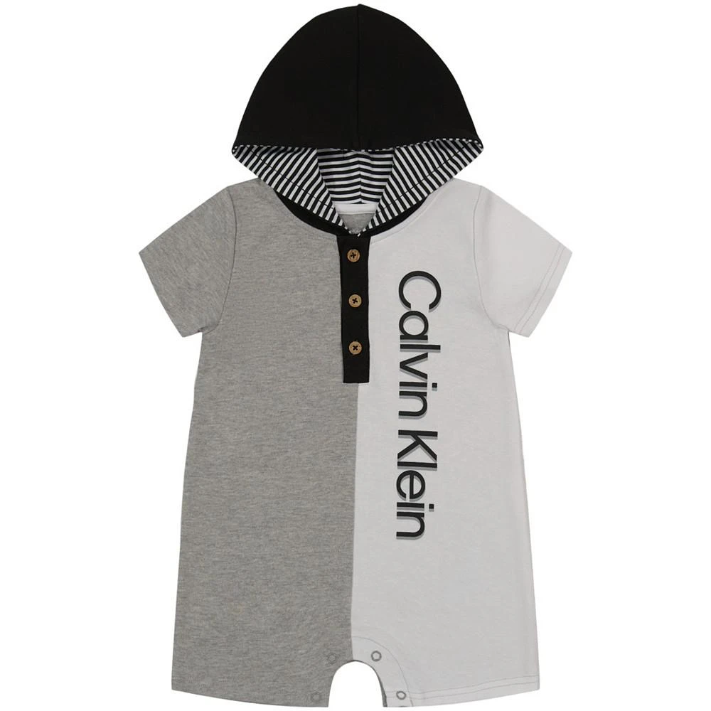 商品Calvin Klein|Baby Boys One Piece Colorblock Hooded Shorts Romper,价格¥75,第1张图片