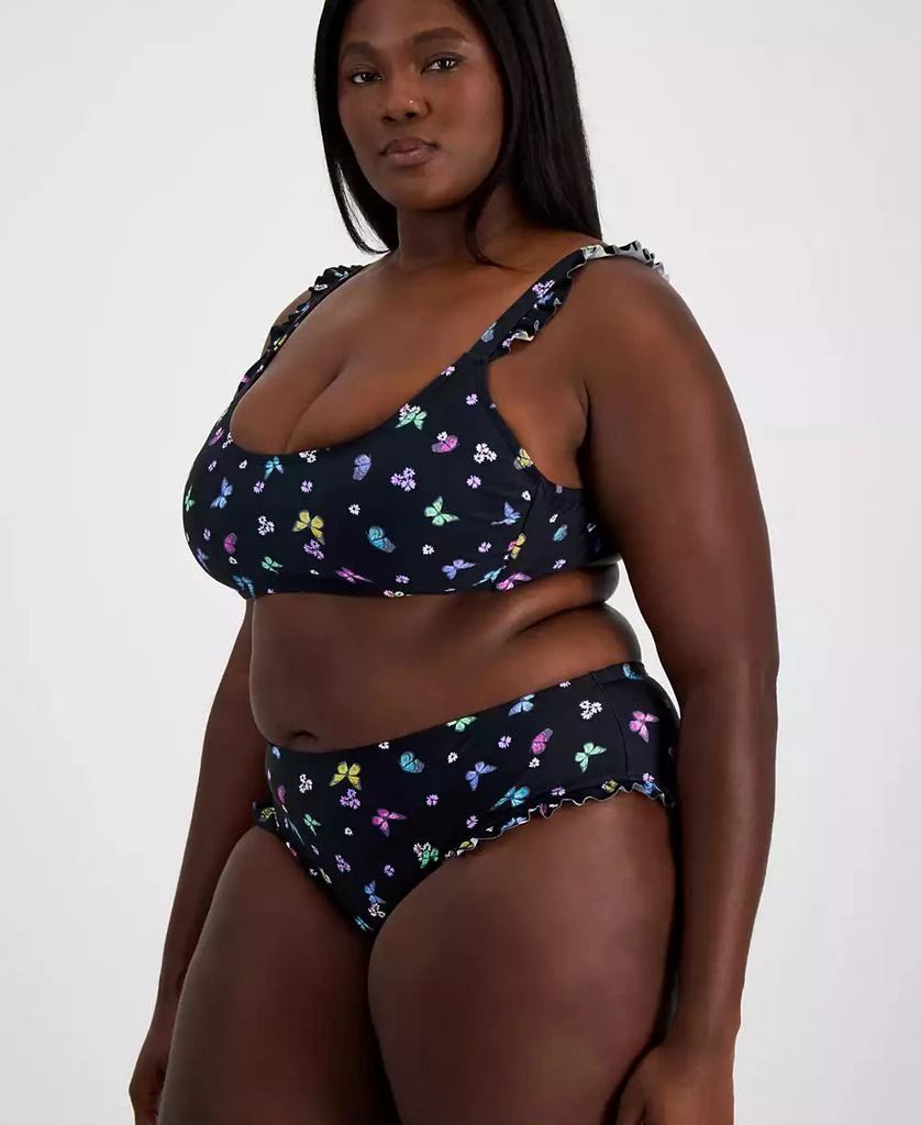 商品California Waves|Salt + Cove  Plus Size Ruffled Butterfly-Print Swim Bottoms, Created for Macy's,价格¥67,第3张图片详细描述