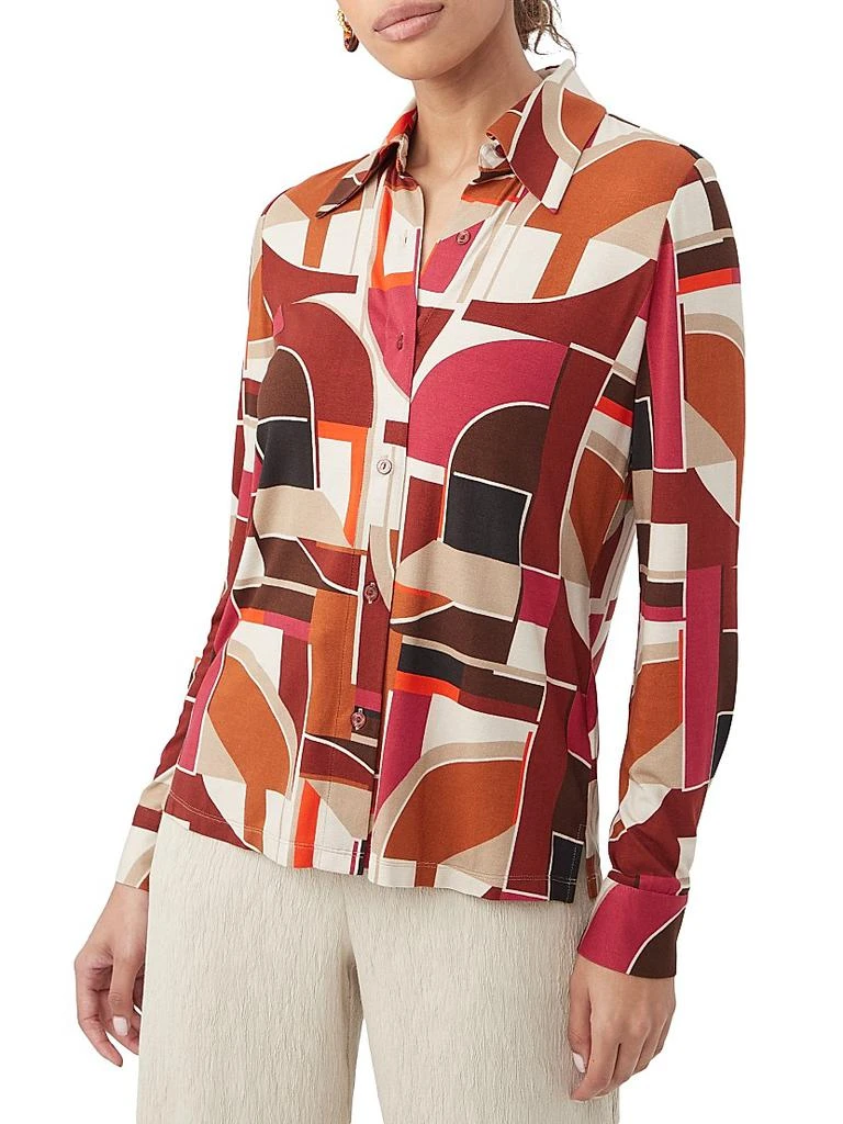 商品Trina Turk|Radio City Geometric Jersey Long-Sleeve Shirt,价格¥843,第3张图片详细描述