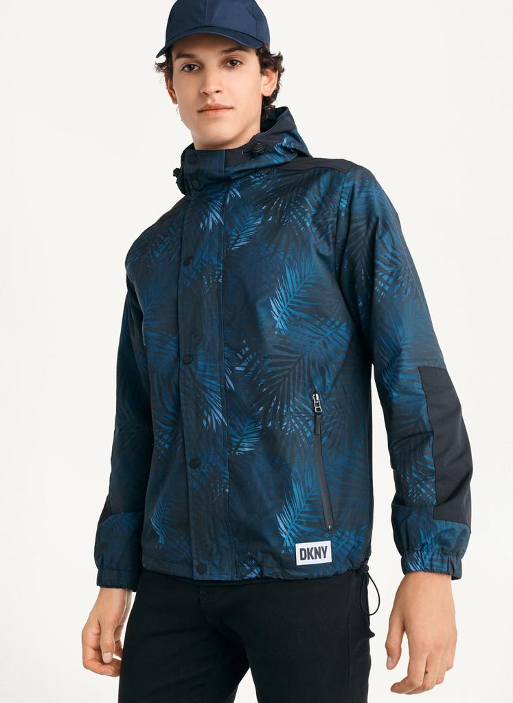 Printed Nylon Wild Palm Hooded Rain Jacket商品第1张图片规格展示