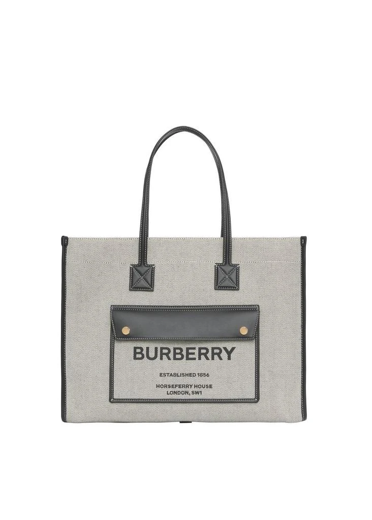 商品Burberry|Two-tone canvas and leather medium freya tote,价格¥11208,第1张图片