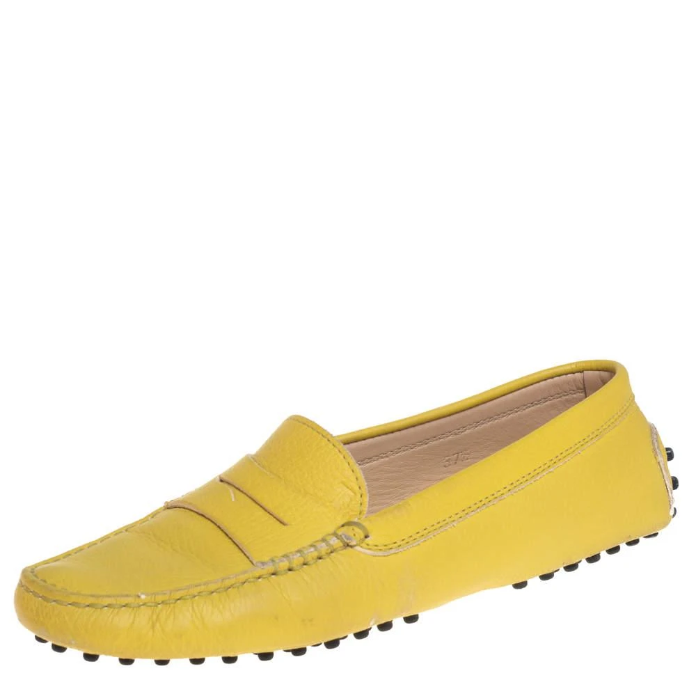商品[二手商品] Tod's|Tod's Yellow Leather Penny Slip On Loafers Size 37.5,价格¥805,第1张图片