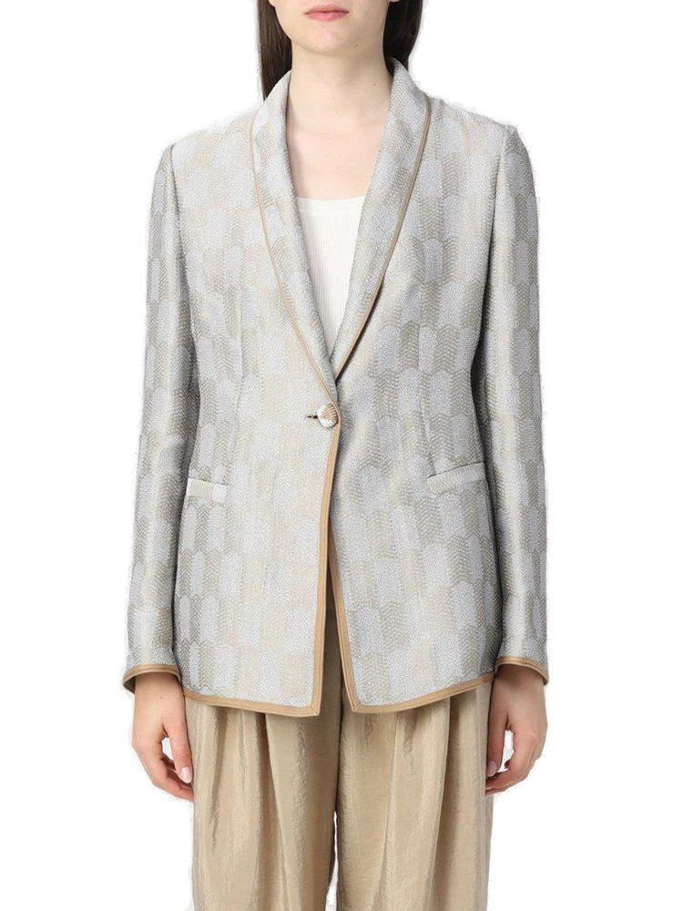 商品Emporio Armani|Emporio Armani Jacquard Contrasted Trim Jacket,价格¥4795,第1张图片