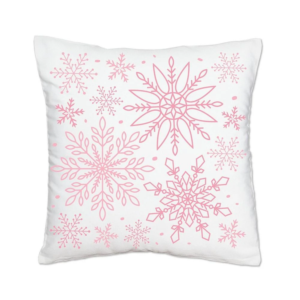 商品Big Dot of Happiness|Pink Winter Wonderland - Decor Canvas Cushion Case Throw Pillow Cover 16 x 16 In,价格¥157,第1张图片