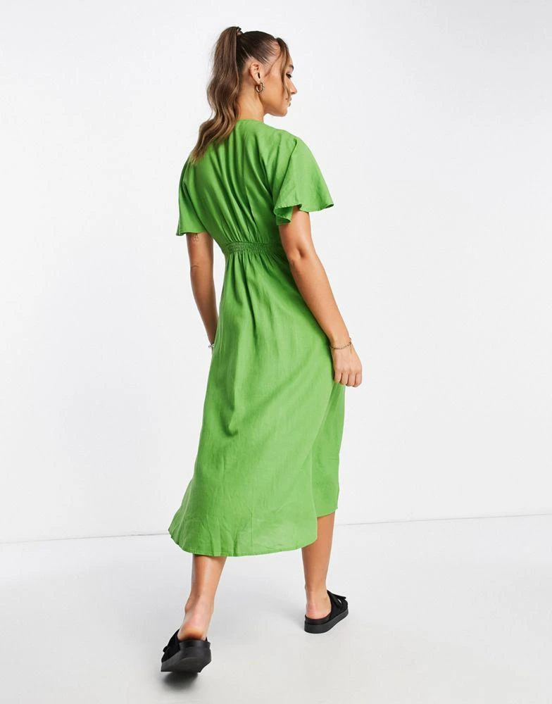 商品Mango|Mango button down v neck midi dress in soft green,价格¥169,第2张图片详细描述