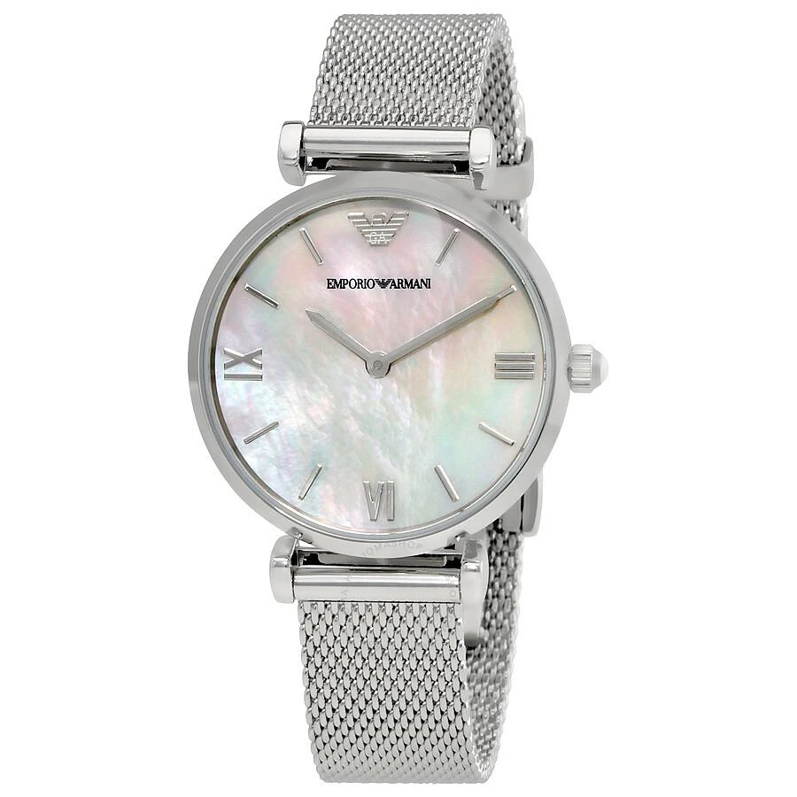 商品Emporio Armani|Retro White Mother of Pearl Dial Ladies Watch AR1955,价格¥811,第1张图片