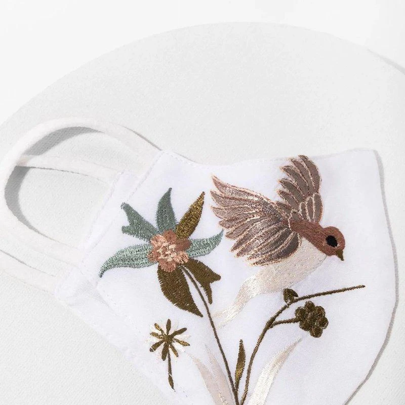商品Saachi Style|Hummingbird Embroidered Face Mask,价格¥126,第2张图片详细描述