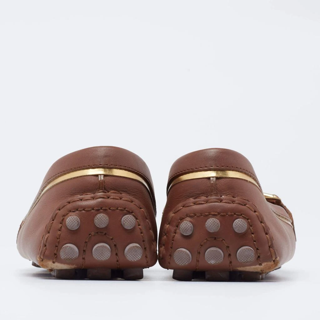 商品[二手商品] Louis Vuitton|Louis Vuitton Brown Leather Metal Logo Slip On Loafers Size 38,价格¥2854,第5张图片详细描述