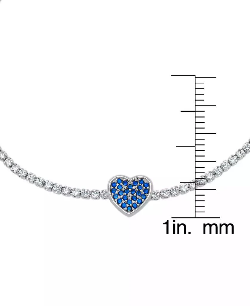 商品Macy's|Blue Spinel (1/5 ct. t.w.) & Lab-Grown White Sapphire (1-1/4 ct. t.w.) Heart Tennis Bracelet in Sterling Silver,价格¥271,第3张图片详细描述