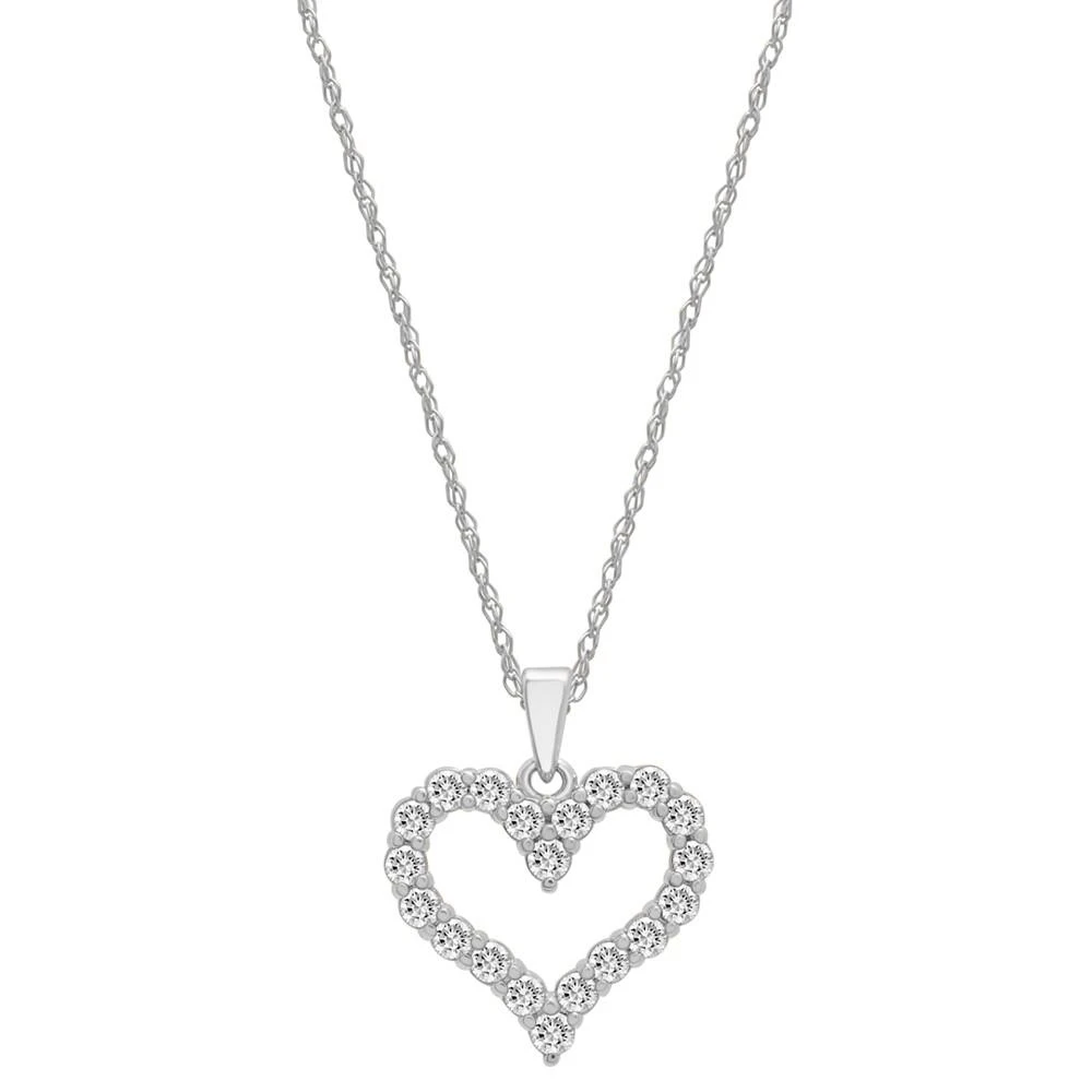 商品Macy's|Diamond Open Heart Pendant Necklace (1/2 ct. t.w.) in 14k Gold, 18" + 2" extender,价格¥5121,第1张图片