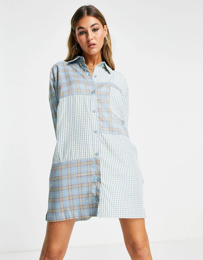 商品The Ragged Priest|The Ragged Priest oversized shirt dress in mix check & stripe,价格¥200,第3张图片详细描述